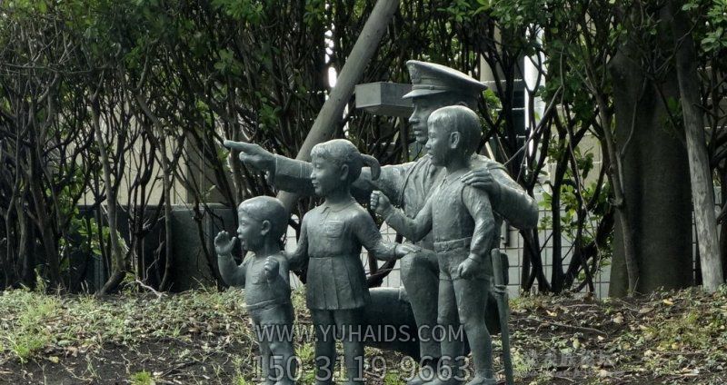 公园铜雕小朋友和解放军博鱼网页版