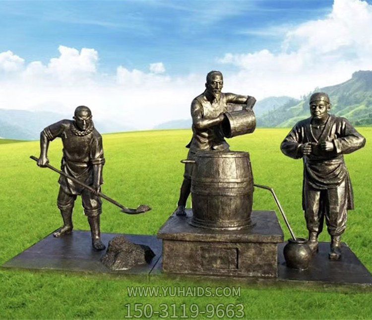 玻璃钢仿铜户外园林酿酒的人物博鱼网页版