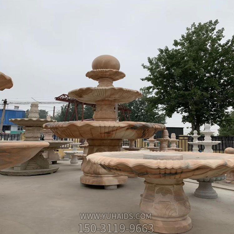 欧式晚霞红石雕户外广场大型喷泉博鱼网页版