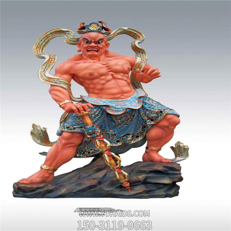 玻璃钢彩绘大型景观寺庙供奉哼哈二将博鱼网页版