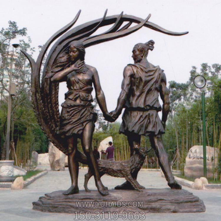  园林广场摆放玻璃钢仿铜人物博鱼网页版