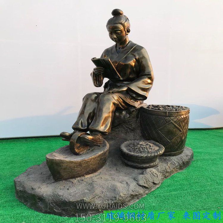 玻璃钢仿铜户外园林景观捻药的人物景观博鱼网页版