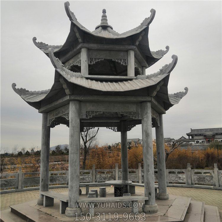 青石石雕户外园林景观大理石石雕凉亭博鱼网页版