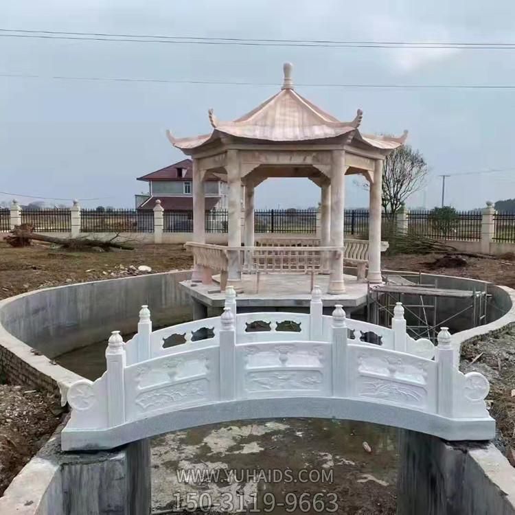 庭院造景水池流水摆放大理石雕刻小石拱桥博鱼网页版