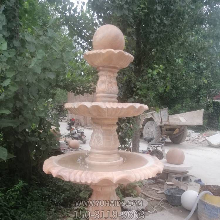 风水球喷泉晚霞红石雕别墅小区喷泉博鱼网页版