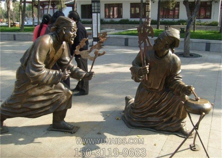 步行街玻璃钢仿铜表演皮影戏古人景观博鱼网页版