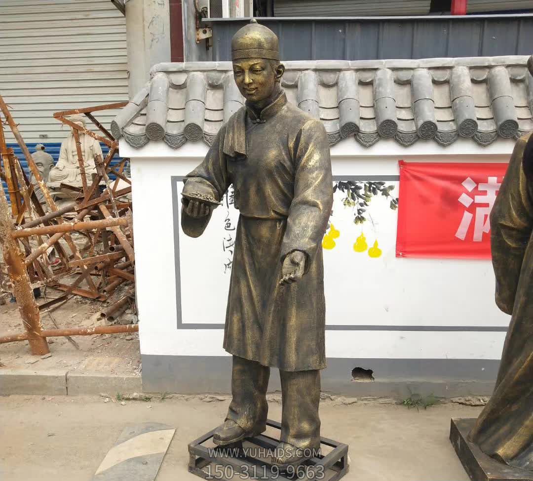 步行街摆放站姿店小二玻璃钢仿铜博鱼网页版