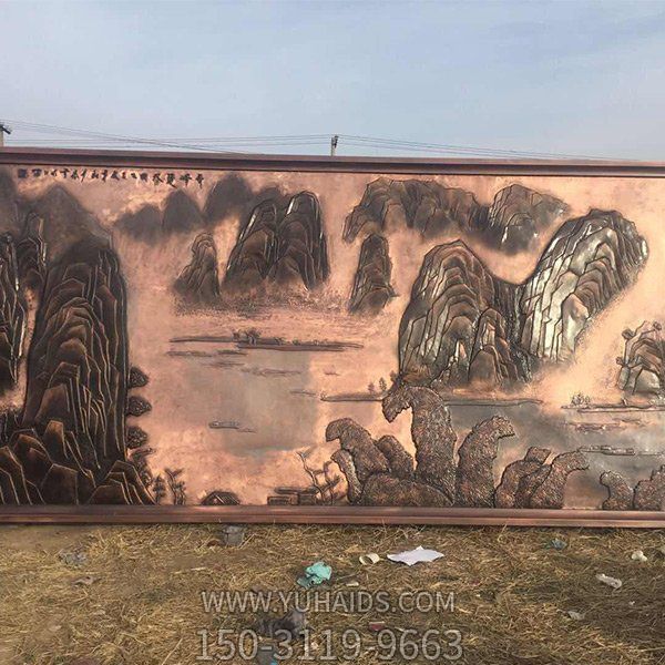 紫铜锻造中式山水画酒店会所室内装饰摆件 博鱼网页版