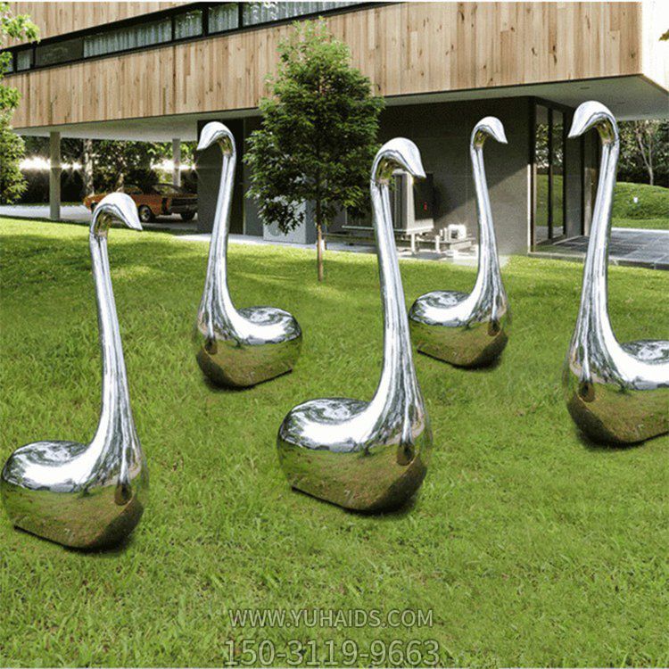 户外公园不锈钢镜面抽象天鹅博鱼网页版