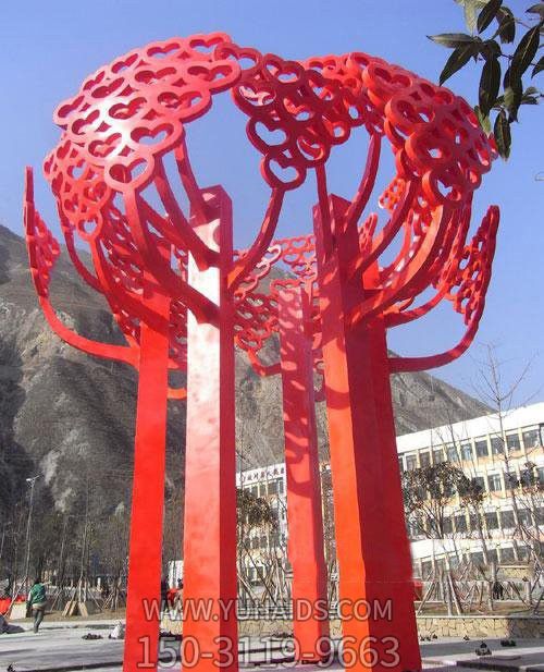 别墅景区不锈钢抽象心形树叶大树博鱼网页版