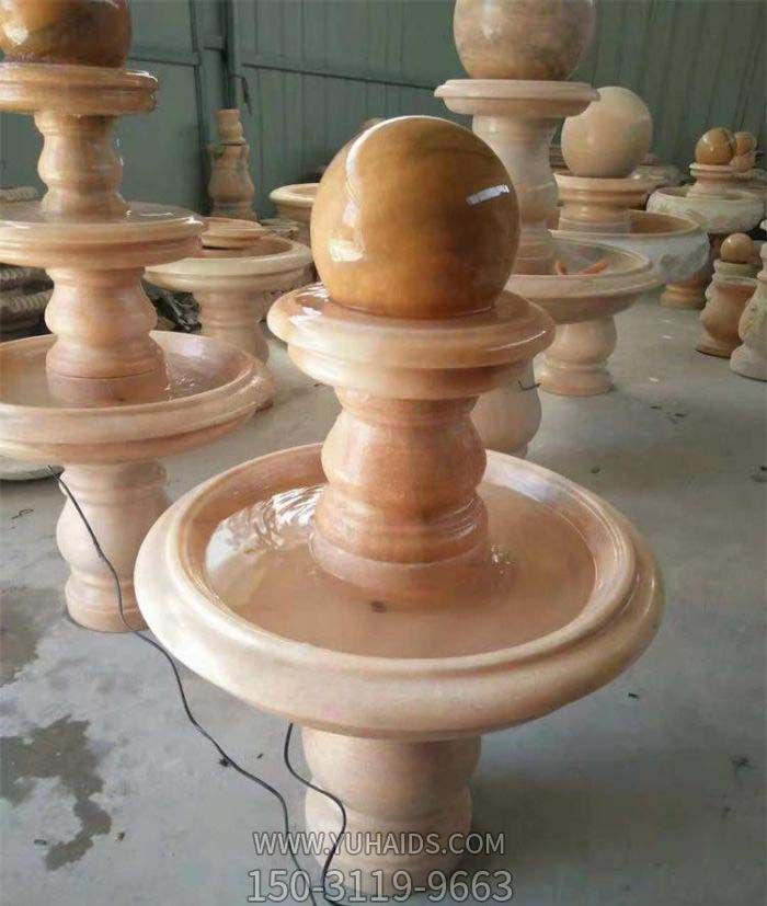 晚霞红双层风水球别墅喷泉石雕博鱼网页版