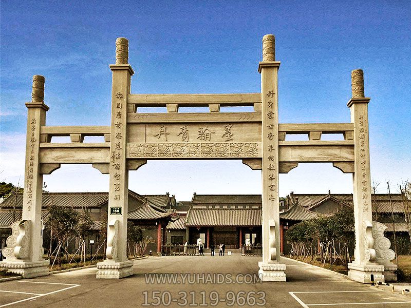 景区古建三门石柱简易大理石牌坊博鱼网页版