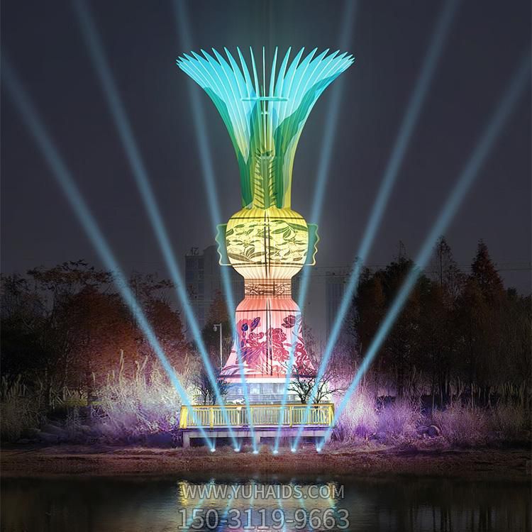 大型不锈钢镂空创意花瓶园林灯管亮化博鱼网页版