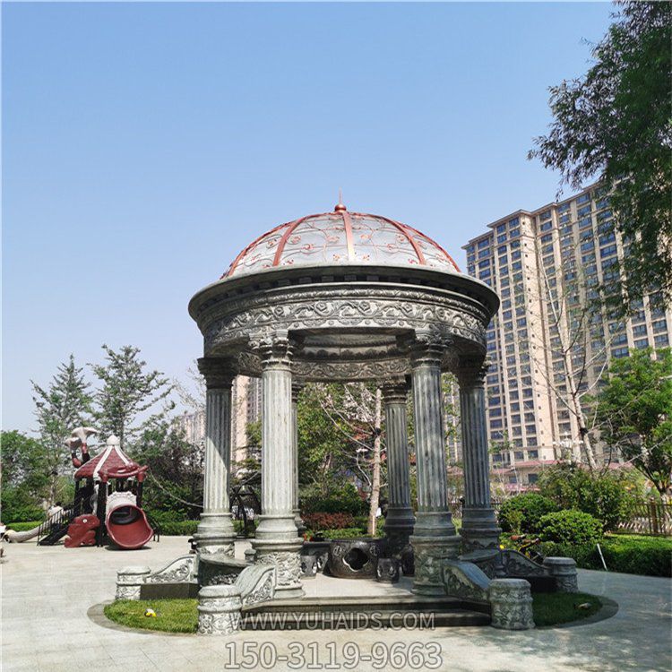 大理石欧式凉亭小区花园摆放罗马柱半圆顶凉亭博鱼网页版