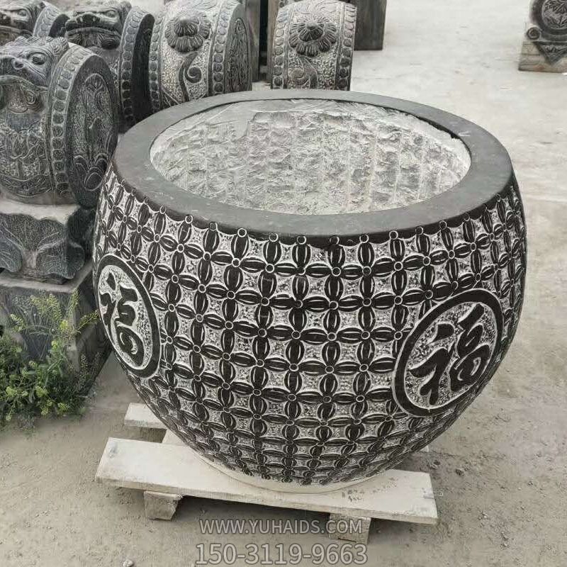 青石石雕浮雕福字缸博鱼网页版