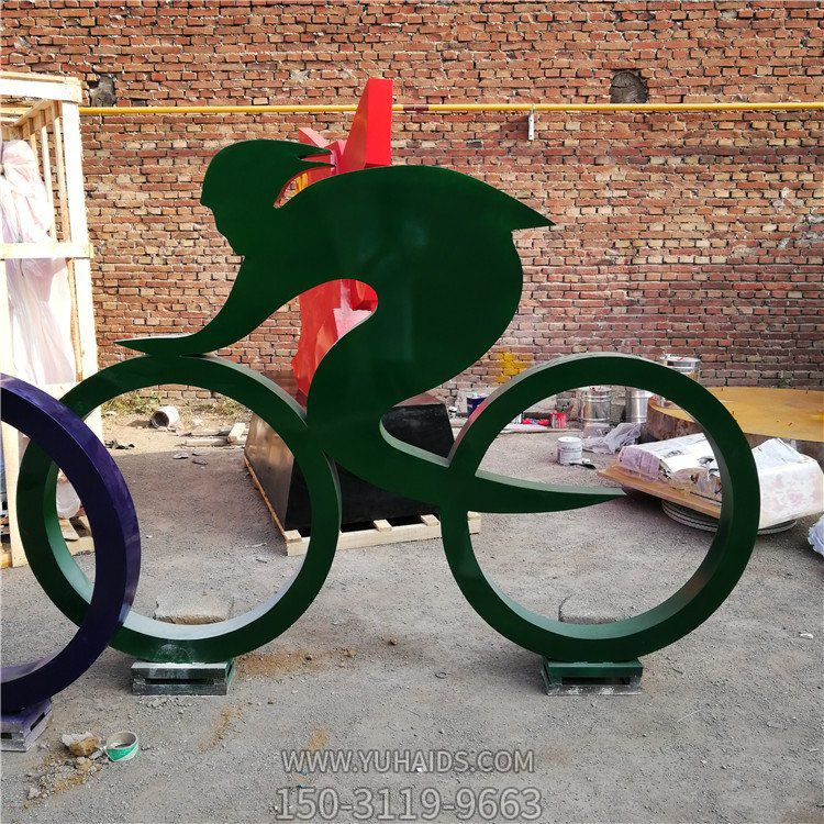 骑自行车，铁艺剪影运动人物博鱼网页版