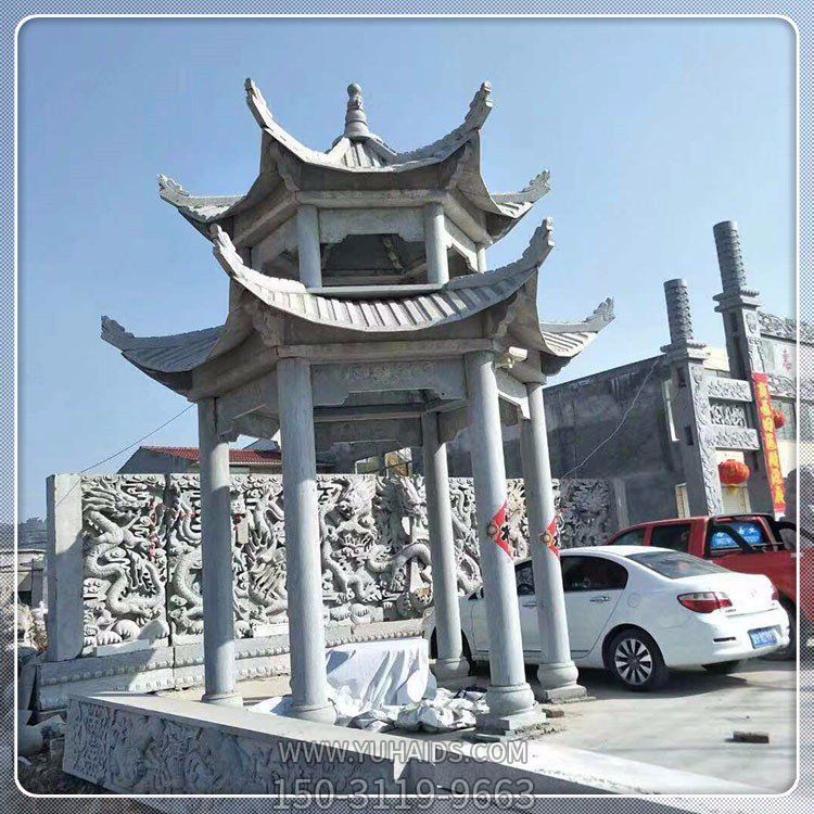 天然大理石雕刻二层仿古建石亭景区园林博鱼网页版