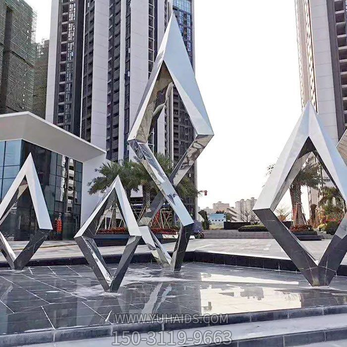 广场不锈钢镜面抽象几何水池水景观博鱼网页版