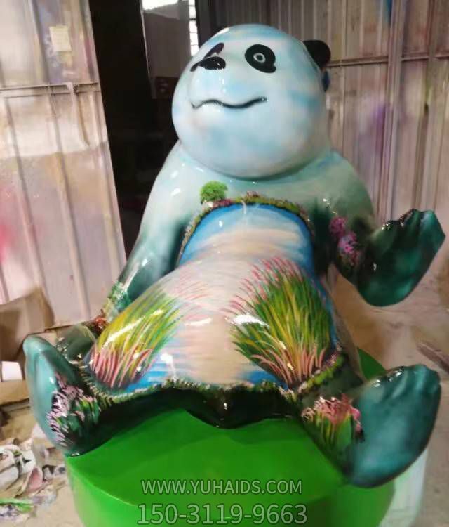玻璃钢彩绘创意熊猫博鱼网页版商场室内装饰小品