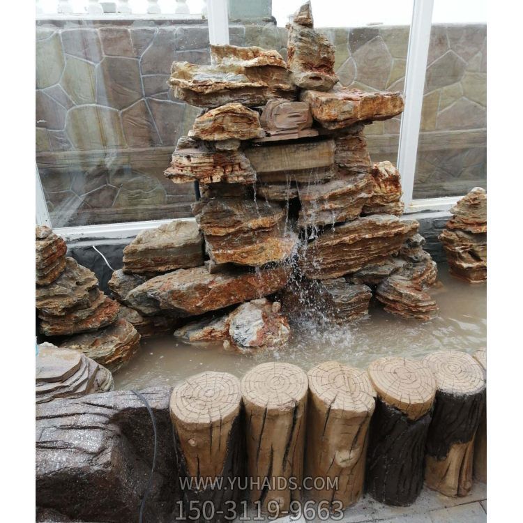 别墅装饰天然千层石造景流水喷泉 水池景观石博鱼网页版