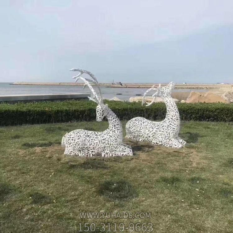 景区草地摆放不锈钢镂空梅花鹿灯光园林景观博鱼网页版