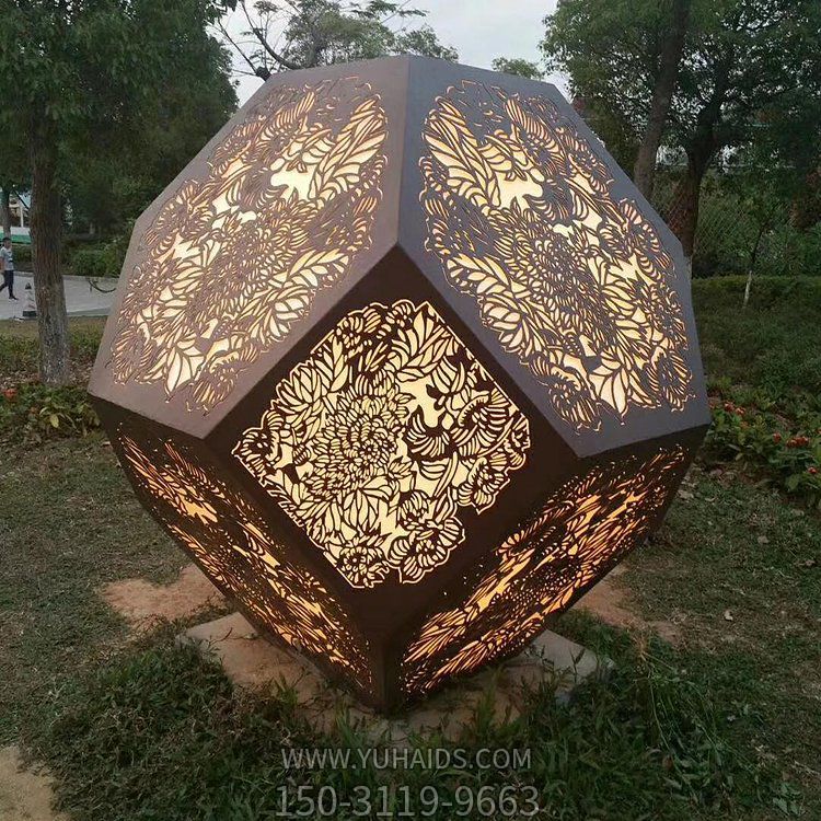 公园园林铁艺几何形多面体透光景观摆件博鱼网页版