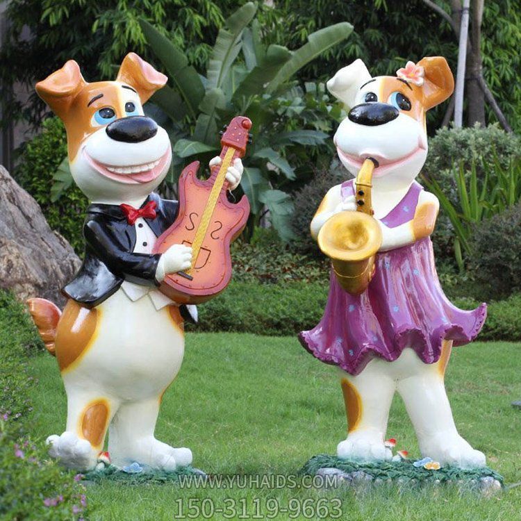 游乐园草坪动物摆件玻璃钢彩绘狗博鱼网页版