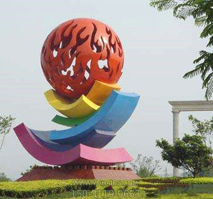 玻璃钢彩绘公园装饰品摆件镂空球博鱼网页版