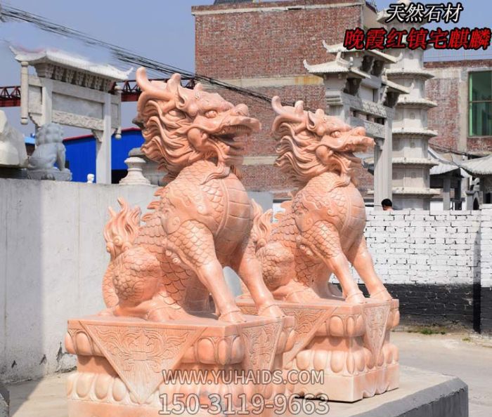 景区庭院门口天然石材石雕神兽麒麟博鱼网页版