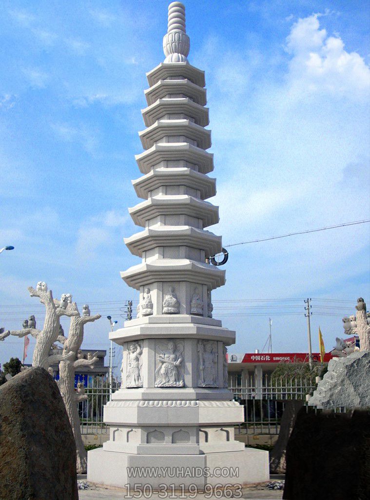 多层寺院景区汉白玉佛塔石雕博鱼网页版