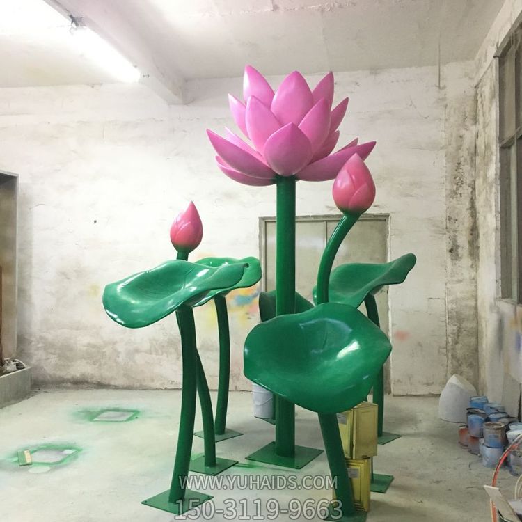 不锈钢彩绘公园户外园林景区荷花摆件博鱼网页版