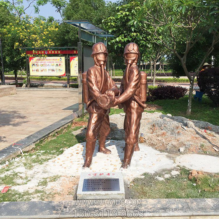 “守护者”消防主题人物博鱼网页版，玻璃钢仿铜人物