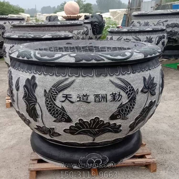 石雕鱼缸花盆荷花缸庭院家用摆件博鱼网页版