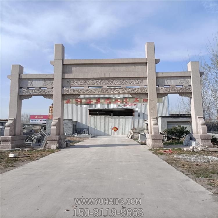 大理石石雕景观三门四柱简易牌坊博鱼网页版