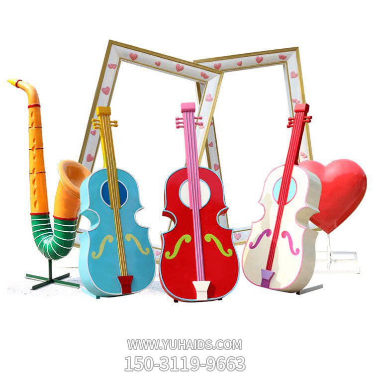 商场美陈造型摆件 公园草地装饰 广场玻璃钢大提琴博鱼网页版 