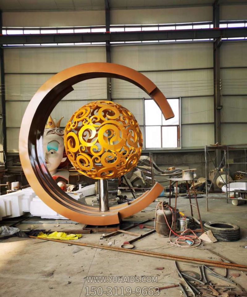 公园创意抽像锻造工艺品镂空球博鱼网页版