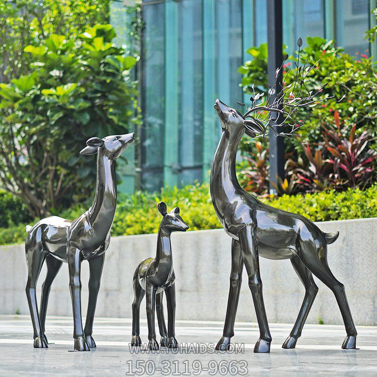 玻璃钢仿铜园林景观户外小鹿摆件博鱼网页版