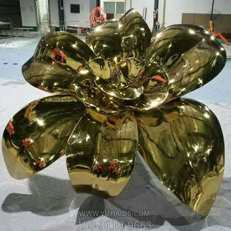 镜面不锈钢园林盛开的花朵摆件博鱼网页版