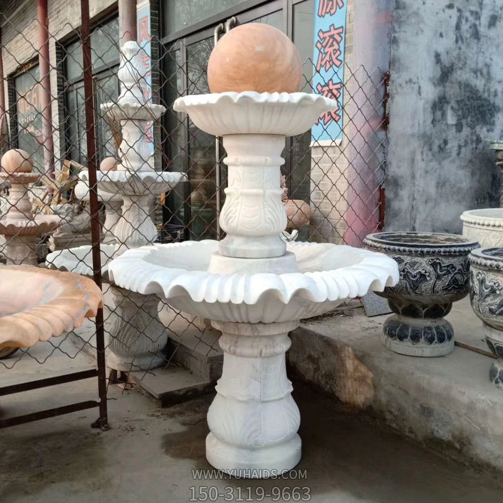 家庭院摆放小型汉白玉喷泉石雕博鱼网页版