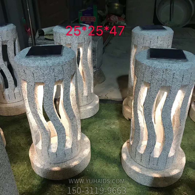 太阳能石灯笼现代简约广场大理石摆件草坪灯一对博鱼网页版