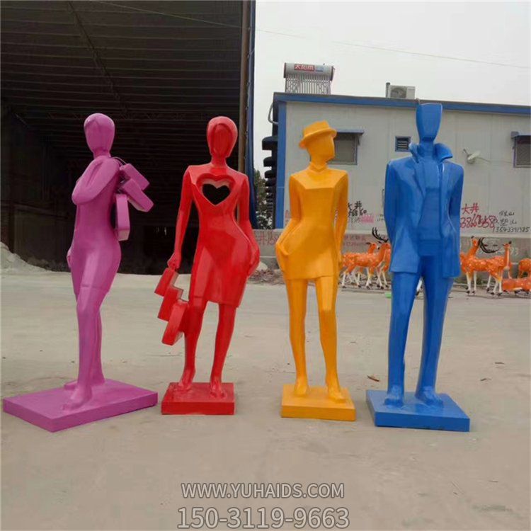 商场户外摆放玻璃钢抽象时尚购物女性博鱼网页版