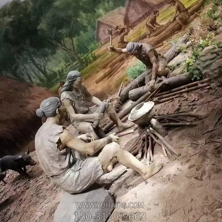 景点展厅摆放玻璃钢原始人做饭生活场景博鱼网页版