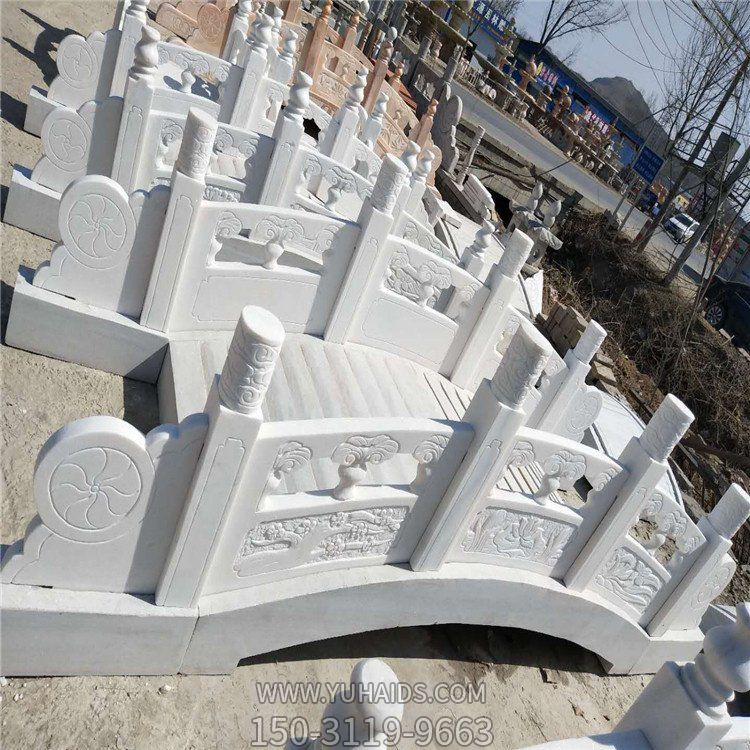 别墅院子造景汉白玉雕刻小石拱桥园林景观博鱼网页版