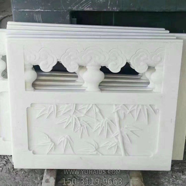 汉白玉雕刻竹字图案栏板河道景区围栏博鱼网页版