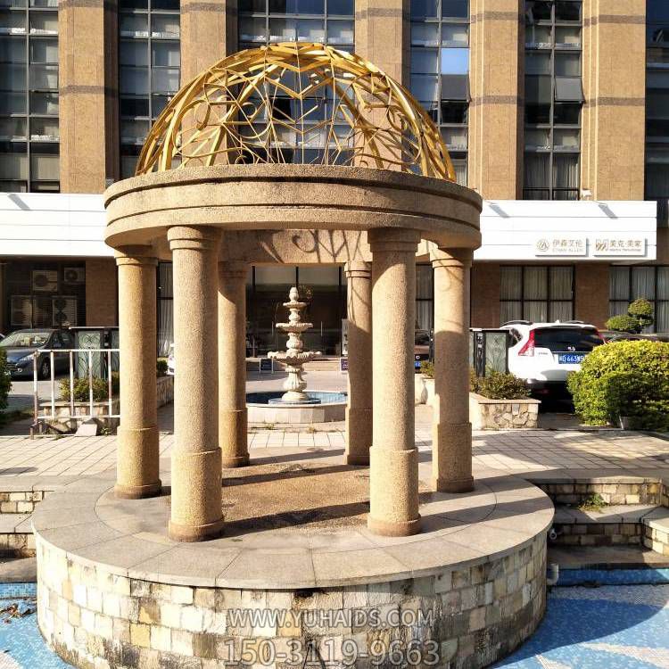 小区欧式罗马柱铁艺镂空圆顶花岗岩石凉亭博鱼网页版