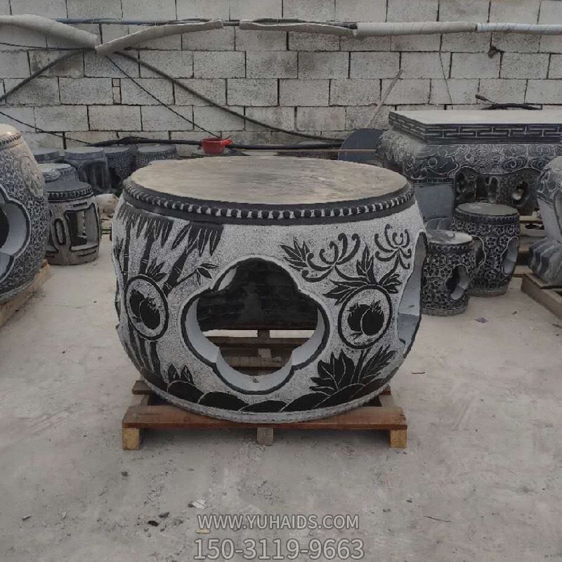 砂石做旧雕刻圆鼓型园林休闲石桌装饰摆件博鱼网页版