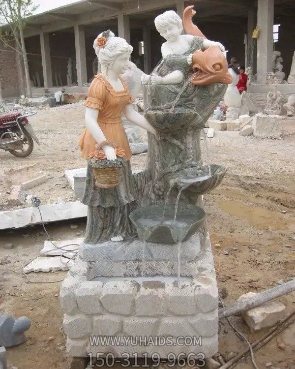 庭院摆放汉白玉雕刻西方人物流水园林景观博鱼网页版