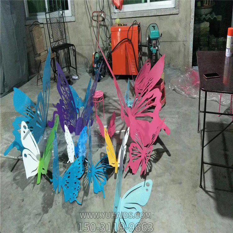 园林公园不锈钢彩绘抽象镂空蝴蝶景观摆件博鱼网页版