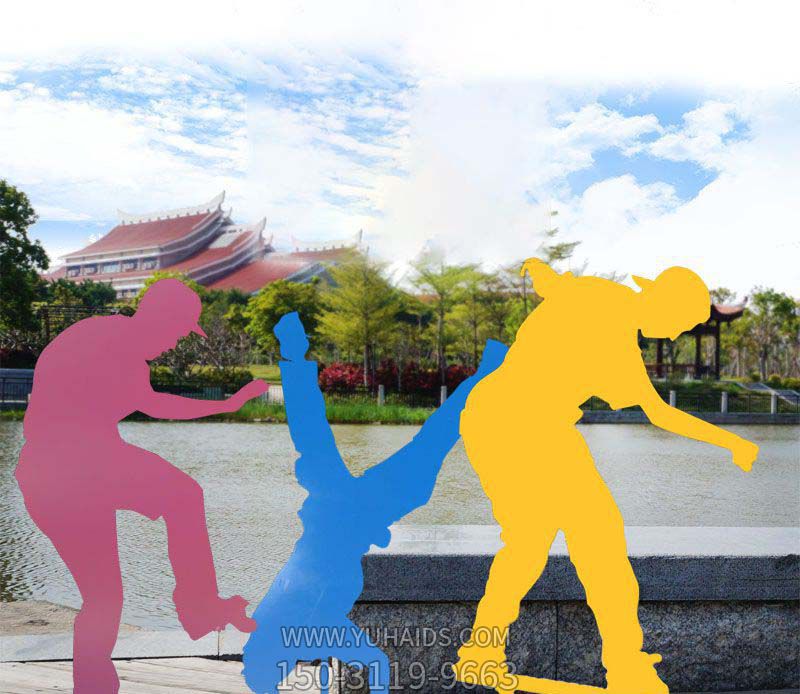 彩色不锈钢剪影滑板博鱼网页版