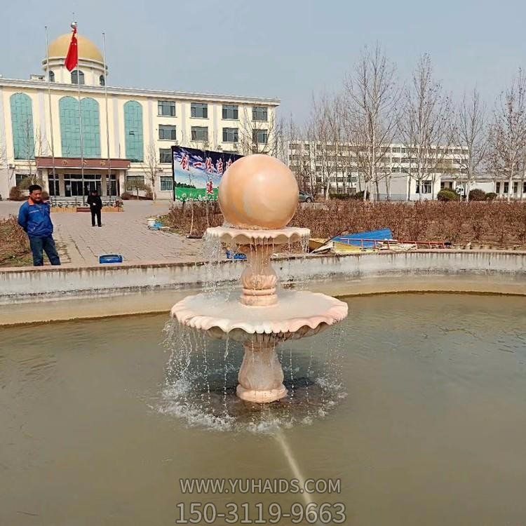 庭院水池装饰晚霞红雕刻二层流水风水球博鱼网页版